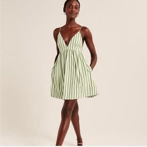 Abercrombie & Fitch Green and White Striped Mini Dress
